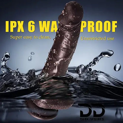 4-in-1 Remote Control 9 inch Strap-On Dildo Thrusting, Vibrating, swinging, Heating Massager Brown Tone India By DarkDesires