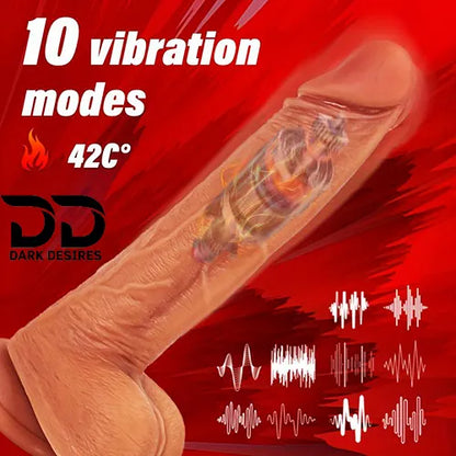 4-in-1 Remote Control 9 inch Strap-On Dildo Thrusting, Vibrating, swinging, Heating Massager Flesh Tone India By DarkDesires