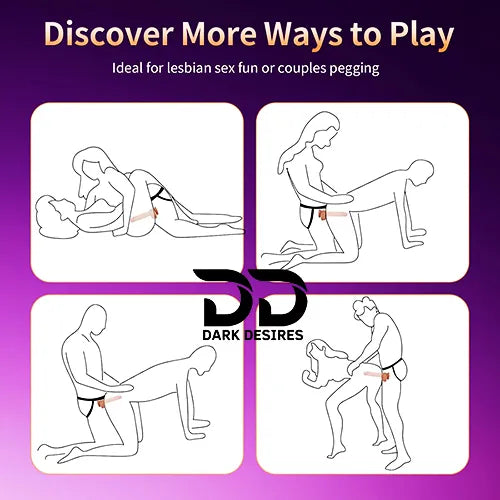 4-in-1 Remote Control 9 inch Strap-On Dildo Thrusting, Vibrating, swinging, Heating Massager Flesh Tone India By DarkDesires