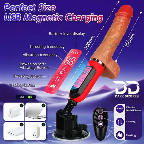 6 in 1 thrusting dildo machine with remote control. Multiple modes, powerful motor with Stand India by DarkDesires.in