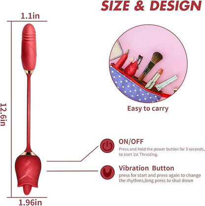 Rose Licking & Thrusting Vibrator – Dual Action Rose Dildo