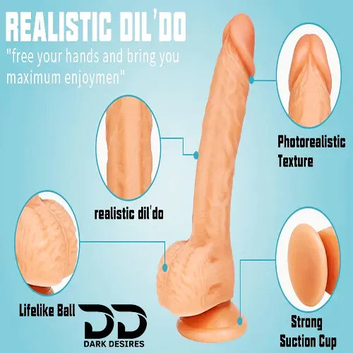 7 Inch Realistic Silicone Strap-On Dildo Flesh Tone Suction Cup Base India by DarkDesires