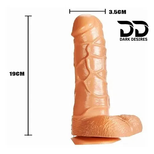 7 Inch Realistic Silicone Strap-On Dildo with Remote Control Skin Tone Adjustable belt India BY DarkDesires