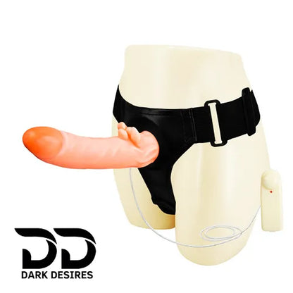 7 inch Realistic Vibrating Hollow Strap-on Dildo with Attached Vagina adjustable belt Flesh Tone in India by DarkDesires