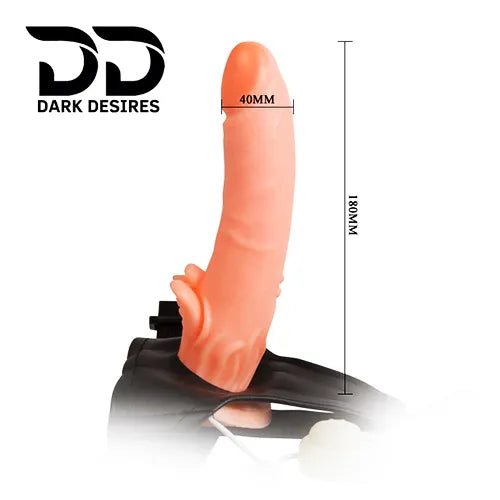 7 inch Realistic Vibrating Hollow Strap-on Dildo with Attached Vagina adjustable belt Flesh Tone in India by DarkDesires