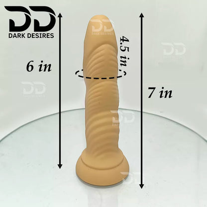 DarkDesires Textured Touch is a 7 inch textured dildo in a natural skin tone, with a detailed shaft and a smooth rounded tip. It is 7 inches long with a 6 inch insertable length and a 4.5 inch girth, so it is a medium size that works for G-spot, vaginal, and anal dual stimulation. Buy dildo online in India at DarkDesires