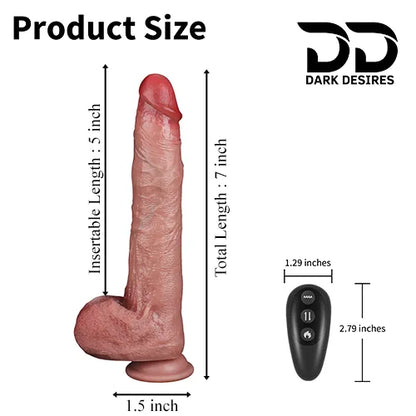 inch thrusting dildo with heating, vibrating, and remote control functions skin tone India by DarkDesires.in