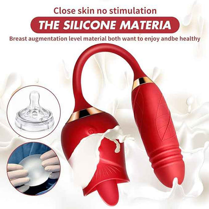 Rose Licking & Thrusting Vibrator – Dual Action Rose Dildo