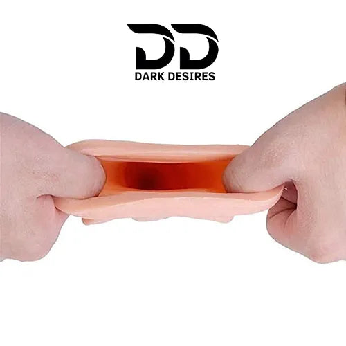 8 inch double hole penis sleeve silicone solid tip extender sleeve Flesh Color India DarkDesires