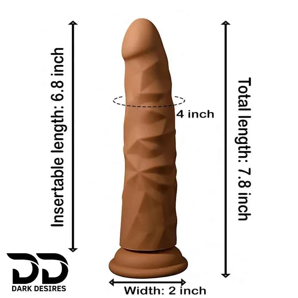 8 Inch Dual Density Realistic Silicone Dildo with Suction Cup (Without Balls)