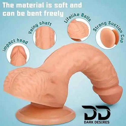 8 Inch Realistic Silicone Dildo with Strong Suction Cup