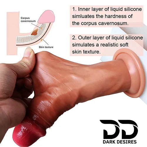 8 Inch Realistic Sliding Skin Strap-On Dildo Suction Cup Base Without Balls Skin Tone India by DarkDesires