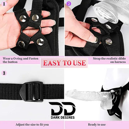 8 inch transparent silicone strap on dildo with balls soft flexible India By DarkDesires