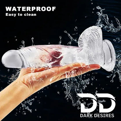 8 inch transparent silicone strap on dildo with balls soft flexible India By DarkDesires