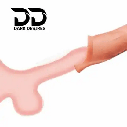 9 inch vibrating realastic penis sleeve remote control 10 modes silicon girth extender Skin Tone India by DarkDesires
