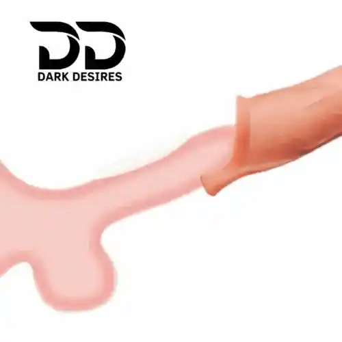9 inch vibrating realastic penis sleeve remote control 10 modes silicon girth extender Skin Tone India by DarkDesires

