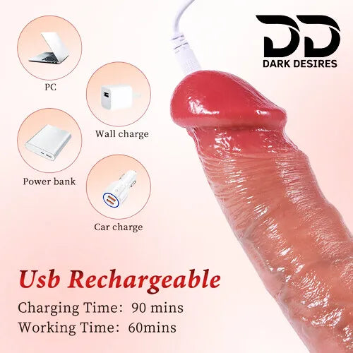 9 inch vibrating realastic penis sleeve remote control 10 modes silicon girth extender Skin Tone India by DarkDesires.in
