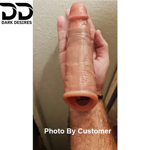  9 inch silicone penis sleeve reusable enlarger extender for men. Soft, stretchy, and comfortable for enhanced performance skin tone India By DarkDesires.in