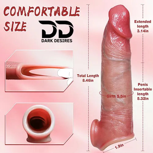  9 inch silicone penis sleeve reusable enlarger extender for men. Soft, stretchy, and comfortable for enhanced performance skin tone India By DarkDesires.in
