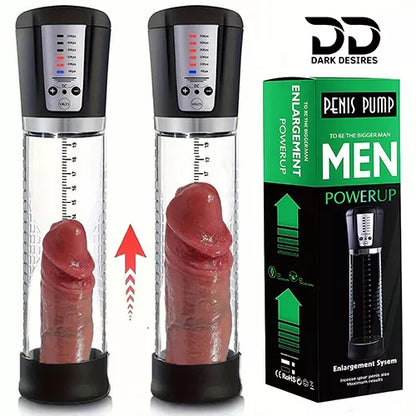 Automatic Electric Male Sex Toys Dick Training Penis Pump Masturbator Erection Vacuum Pump Silicone for Men's Cock Enlargement black and green color cover darkdesires