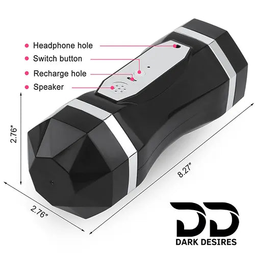 Automatic Male Masturbator 2 in 1 Realistic Vagina and Mouth Vibration and Sucking Pocket Pussy Male Stroker Black India By DarkDesires