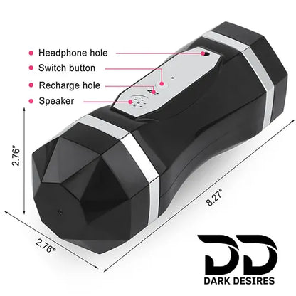 Automatic Male Masturbator 2 in 1 Realistic Vagina and Mouth Vibration and Sucking Pocket Pussy Male Stroker Black India By DarkDesires