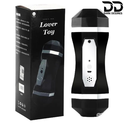 Automatic Male Masturbator 2 in 1 Realistic Vagina and Mouth Vibration and Sucking Pocket Pussy Male Stroker Black India By DarkDesires