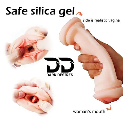 Automatic Male Masturbator 2 in 1 Realistic Vagina and Mouth Vibration and Sucking Pocket Pussy Male Stroker Black India By DarkDesires