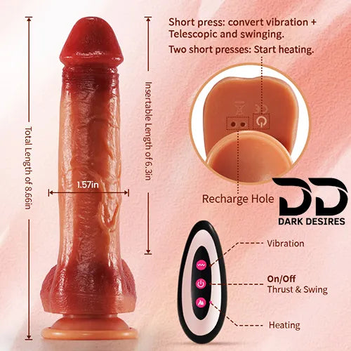 Automatic Realistic Silicone Dildo with Remote Control, Heating & Telescopic Thrusting Swinging Skin Tone India by DarkDesires