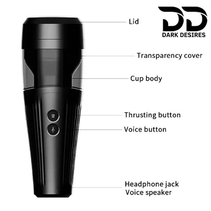 Automatic Thrusting Masturbator Cup Hands Free Stroker with Stand Black Color in India By DarkDesires