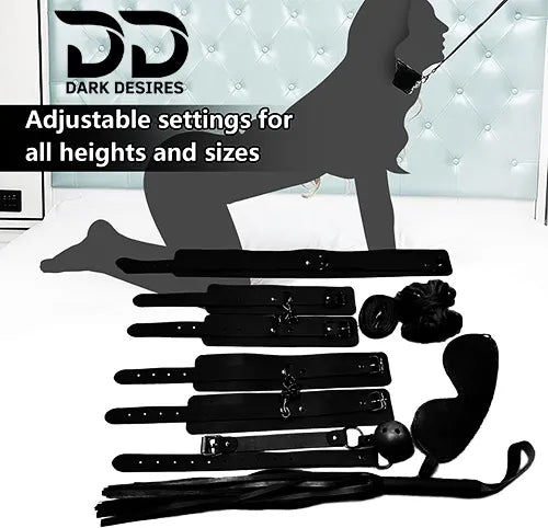BDSM Couple 7 piece black bondage roleplay set India by Darkdesires