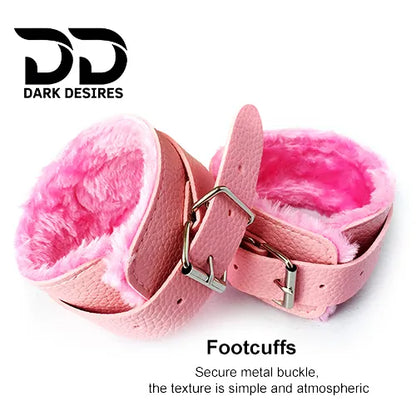BDSM Couple 7 piece footcuffs pink bondage roleplay set India by Darkdesires