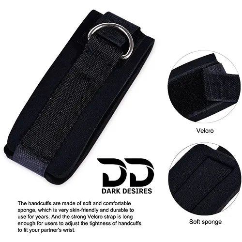 BDSM Bondage Restraint Kit  Ball Gag Breathable, Wrist Cuffs & Collar couple Set black Color india By DarkDesires