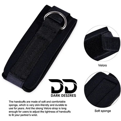BDSM Bondage Restraint Kit  Ball Gag Breathable, Wrist Cuffs & Collar couple Set black Color india By DarkDesires