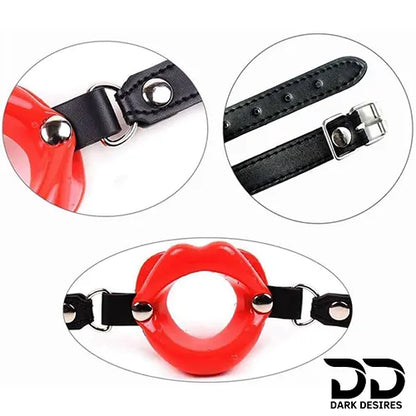 bdsm bondage open mouth lip gag restraint black and red color India by Darkdesires
