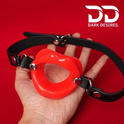 bdsm bondage open mouth lip gag restraint black and red color India by Darkdesires