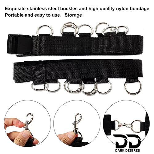 Bed Bondage Restraints Set Adult Toys Cuffs for Ankles and Hands Bed Restraint Strap Bondaged Bed Tie Downs for Bedroom Mattress Tie Down Straps for Bed Sex Accessories for Adults Couples for DarkDesires Black color