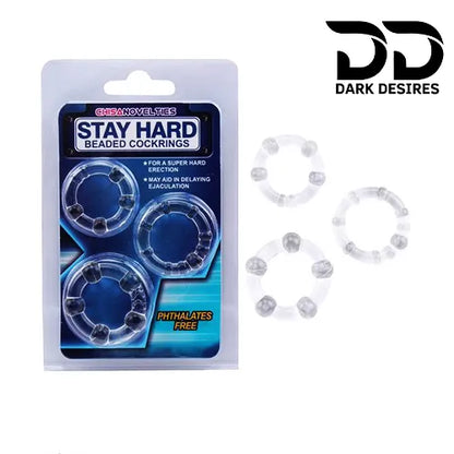 Beaded Silicone Cock Rings – Set of 3 Penis Rings - Dark Desires