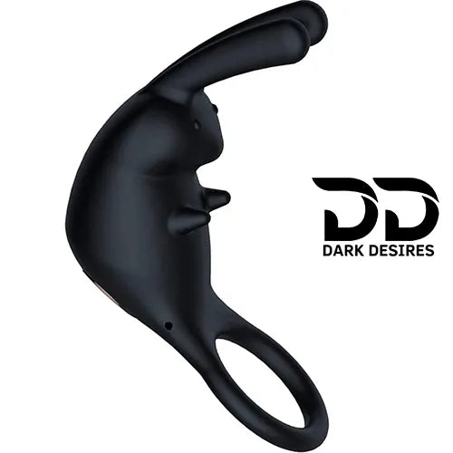 Black Multispeed Rabbit Vibrating Penis Ring Cock Ring Massager black color in India by DarkDesires