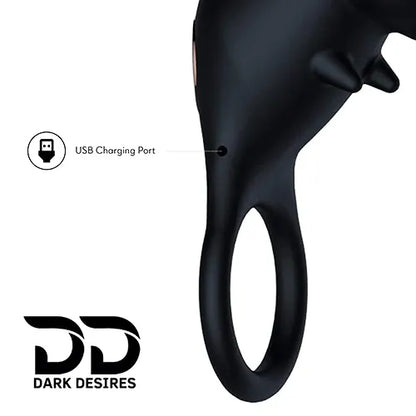Black Multispeed Rabbit Vibrating Penis Ring Cock Ring Massager black color in India by DarkDesires