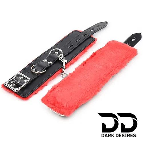 bdsm bondage handcuff set black and red in India by Darkdesires