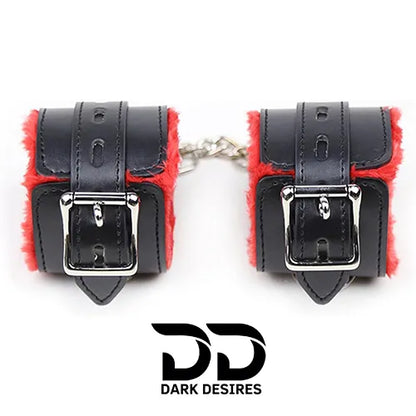 bdsm bondage handcuff set black and red in India by Darkdesires