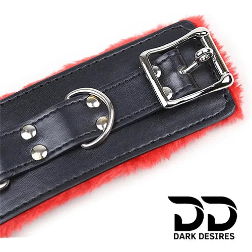 bdsm bondage handcuff set black and red in India by Darkdesires