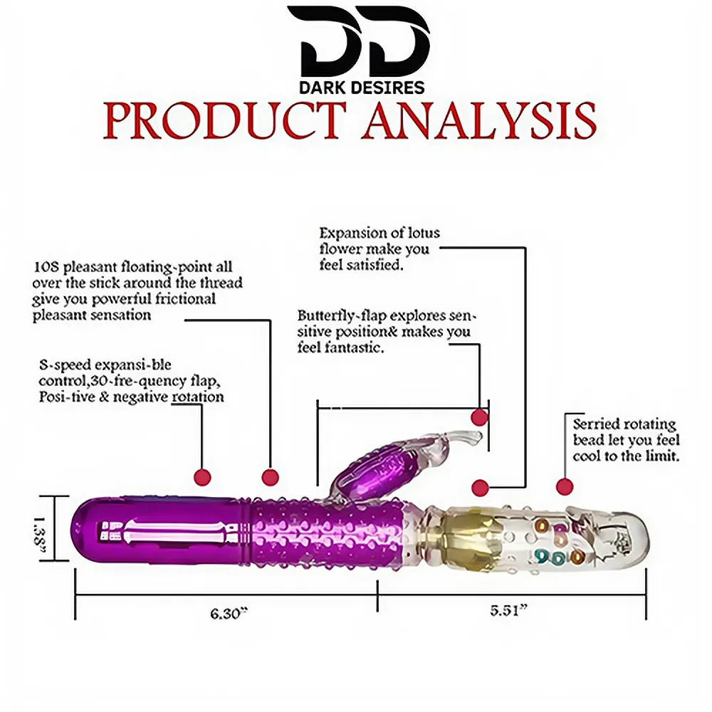 butterfly jack rabbit vibrator rotating beads Purple India in DarkDesires