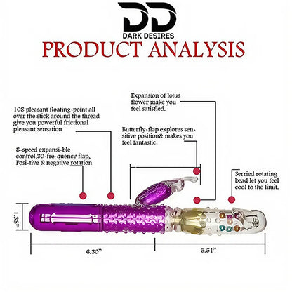 butterfly jack rabbit vibrator rotating beads Purple India in DarkDesires