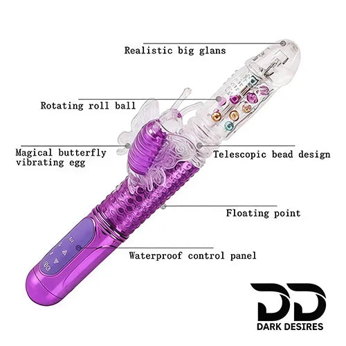 butterfly jack rabbit vibrator rotating beads Purple India in DarkDesires