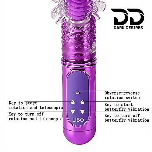 butterfly jack rabbit vibrator rotating beads Purple India in DarkDesires