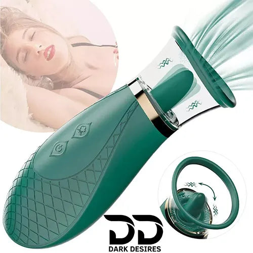 clitoral suction tongue licking vibrator clitoral stimulator Massager Dark Green India by DarkDesires