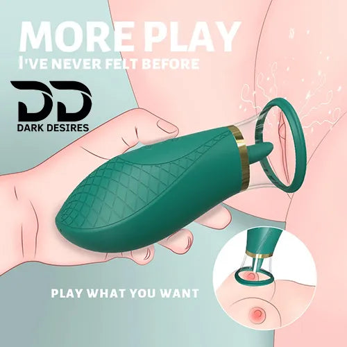 clitoral suction tongue licking vibrator clitoral stimulator Massager Dark Green India by DarkDesires