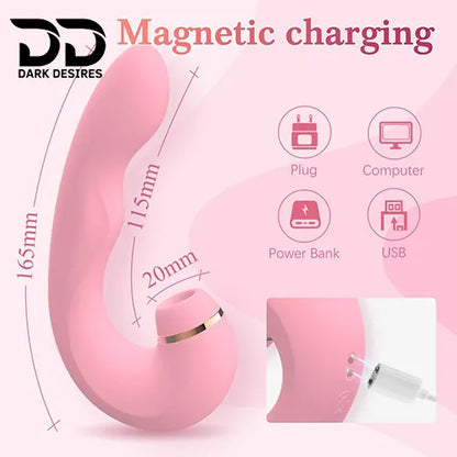 10 mode air pulse dual stimulation clitoral suction vibrator massager pink color India by Darkdesires
